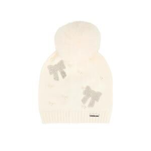 NEW BARI LYNN girl's crystal bow winter hat in ivory